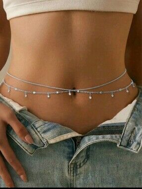 NWT, Silver Layered Waist Chain Body Jewelry